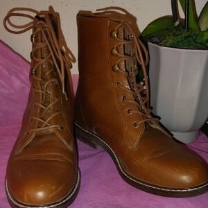 Brown Lace-Up Ankle Boots